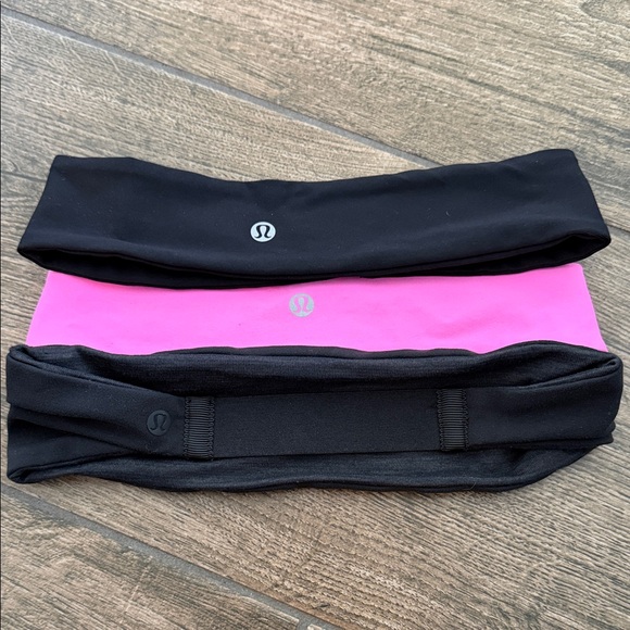 Accessories - Lululemon Black and Pink Headbands Set